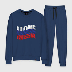 Костюм хлопковый женский Love - Russia, цвет: тёмно-синий