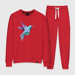 Костюм хлопковый женский Красивая колибри, цвет: красный