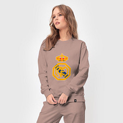 Костюм хлопковый женский Football - Real Madrid, цвет: пыльно-розовый — фото 2