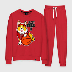 Костюм хлопковый женский JUST DUNK IT корги, цвет: красный