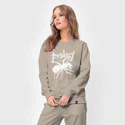 Костюм хлопковый женский Draw white logo - Ant, цвет: миндальный — фото 2