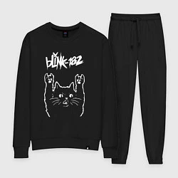 Костюм хлопковый женский Blink 182 Рок кот, цвет: черный