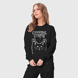 Костюм хлопковый женский Cannibal Corpse Рок кот, цвет: черный — фото 2