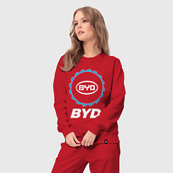 Костюм хлопковый женский BYD в стиле Top Gear, цвет: красный — фото 2