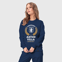Костюм хлопковый женский Лого Aston Villa и надпись Legendary Football Club, цвет: тёмно-синий — фото 2
