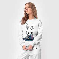 Костюм хлопковый женский Зайчонок обнял клубки The bunny hugged the balls, цвет: белый — фото 2