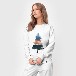Костюм хлопковый женский Лес в ёлке, цвет: белый — фото 2