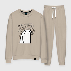 Костюм хлопковый женский Понятно что ничего не понятно, цвет: миндальный