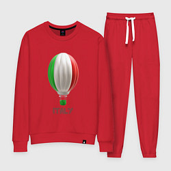 Костюм хлопковый женский 3d aerostat Italy flag, цвет: красный