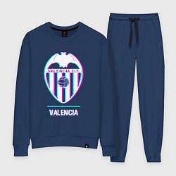 Костюм хлопковый женский Valencia FC в стиле Glitch, цвет: тёмно-синий