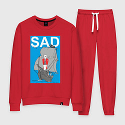 Костюм хлопковый женский Искусство грустить на корабле, цвет: красный