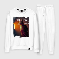 Костюм хлопковый женский STRAY FOLLOW MEOW, цвет: белый