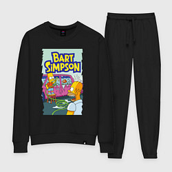 Костюм хлопковый женский Барт Симпсон устроил из автомобиля аквариум, цвет: черный