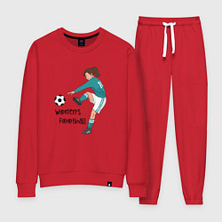 Костюм хлопковый женский Womens football, цвет: красный