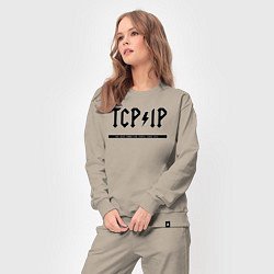 Костюм хлопковый женский TCPIP Connecting people since 1972, цвет: миндальный — фото 2