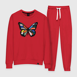 Костюм хлопковый женский Графичная бабочка, цвет: красный