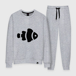 Костюм хлопковый женский Обычная чёрная рыбка, цвет: меланж