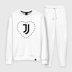 Костюм хлопковый женский Лого Juventus в сердечке, цвет: белый