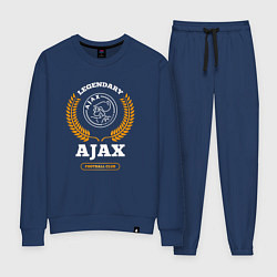 Костюм хлопковый женский Лого Ajax и надпись legendary football club, цвет: тёмно-синий