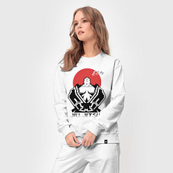 Костюм хлопковый женский Jiu Jitsu red sun logo, цвет: белый — фото 2
