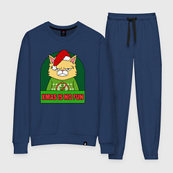 Костюм хлопковый женский Xmas is no fun, цвет: тёмно-синий