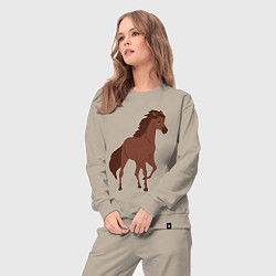 Костюм хлопковый женский Лошадка мустанг, цвет: миндальный — фото 2