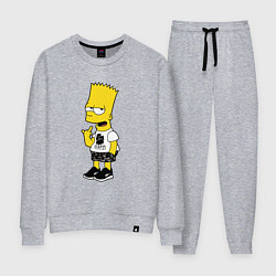 Костюм хлопковый женский Борзый Барт Симпсон - жест, цвет: меланж