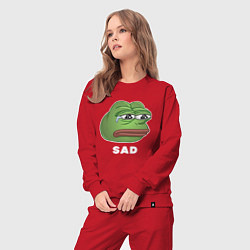 Костюм хлопковый женский Sad Pepe art, цвет: красный — фото 2