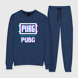 Костюм хлопковый женский PUBG в стиле glitch и баги графики, цвет: тёмно-синий