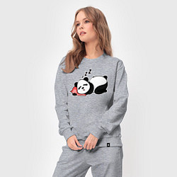 Костюм хлопковый женский Дрыхнущая панда, цвет: меланж — фото 2