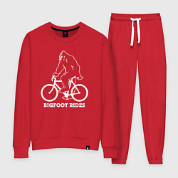 Костюм хлопковый женский Бигфут на велосипеде, цвет: красный