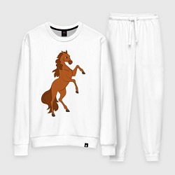 Костюм хлопковый женский Лошадка на задних ногах, цвет: белый