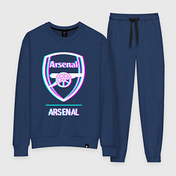 Костюм хлопковый женский Arsenal FC в стиле glitch, цвет: тёмно-синий