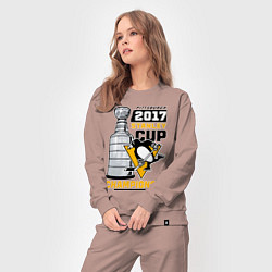 Костюм хлопковый женский Питтсбург Пингвинз НХЛ, цвет: пыльно-розовый — фото 2