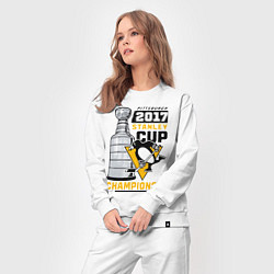 Костюм хлопковый женский Питтсбург Пингвинз НХЛ, цвет: белый — фото 2