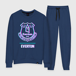 Костюм хлопковый женский Everton FC в стиле glitch, цвет: тёмно-синий