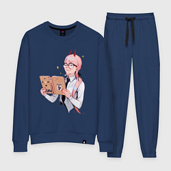 Костюм хлопковый женский Пауэр читает книгу, цвет: тёмно-синий