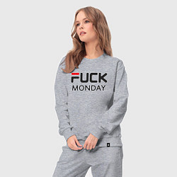 Костюм хлопковый женский Fuck monday, anti-brand, fila, цвет: меланж — фото 2