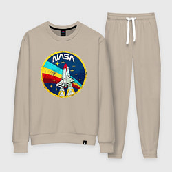 Костюм хлопковый женский NASA - emblem - USA, цвет: миндальный