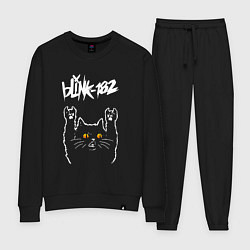 Костюм хлопковый женский Blink 182 rock cat, цвет: черный