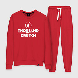 Костюм хлопковый женский Thousand Foot Krutch белое лого, цвет: красный