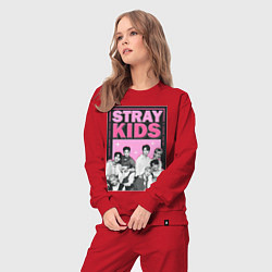 Костюм хлопковый женский Stray Kids boy band, цвет: красный — фото 2