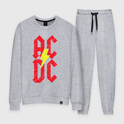 Костюм хлопковый женский AC DC logo, цвет: меланж