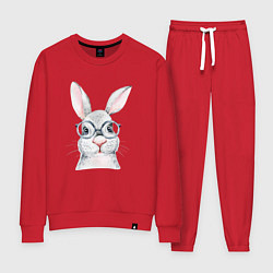 Костюм хлопковый женский Серый кролик, цвет: красный