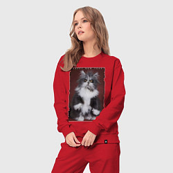 Костюм хлопковый женский Happy New Year - Лохматый котяра, цвет: красный — фото 2