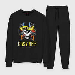 Костюм хлопковый женский Guns n roses Skull, цвет: черный