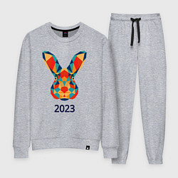 Костюм хлопковый женский Кролик из мозаики 2023, цвет: меланж