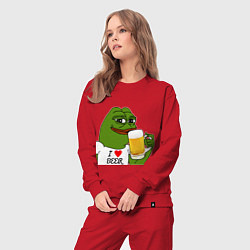 Костюм хлопковый женский Drink Pepe, цвет: красный — фото 2