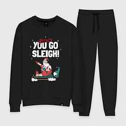 Костюм хлопковый женский Come on you go sleigh, цвет: черный