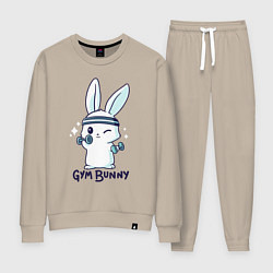 Костюм хлопковый женский Gym bunny, цвет: миндальный